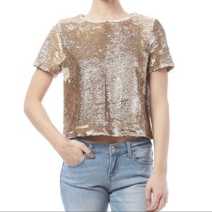 Ark & co. Champagne gold reversible sequin top
